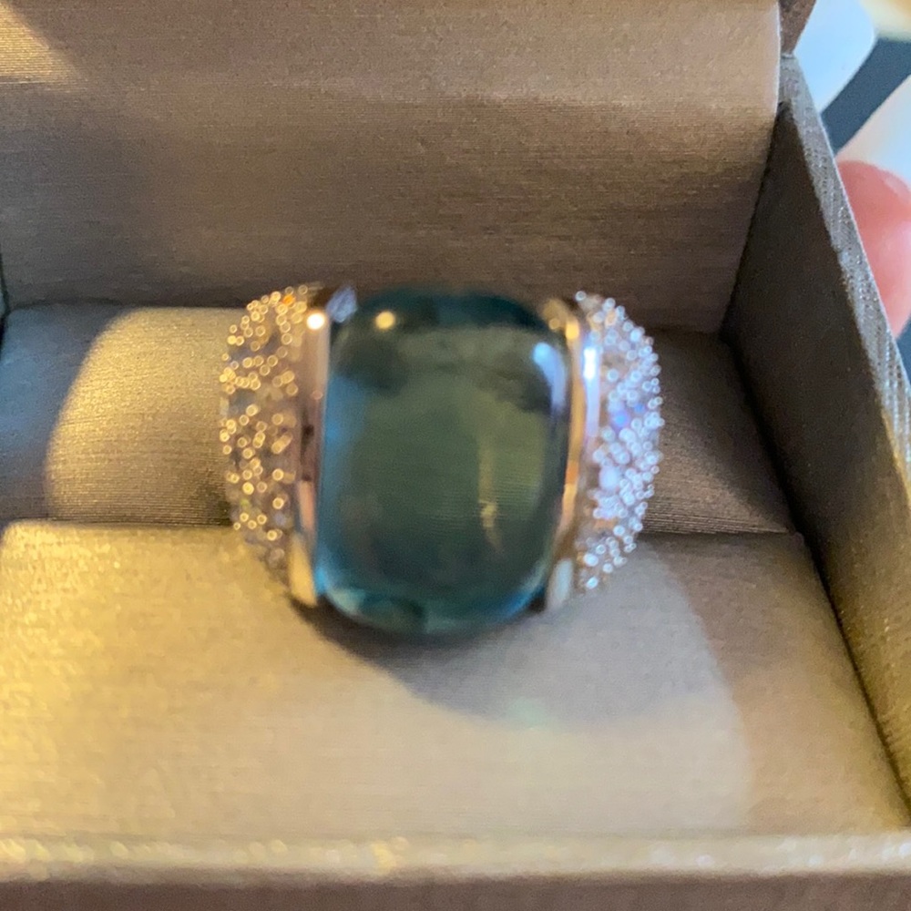 Pretty blue and clear crystal ring